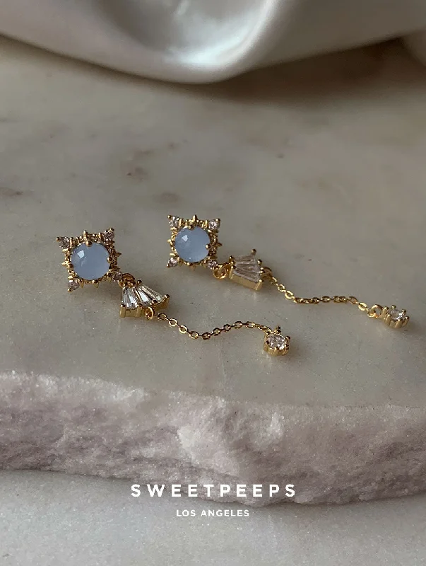 minimal gold ring stack Azure Baby Blue Queen Studs
