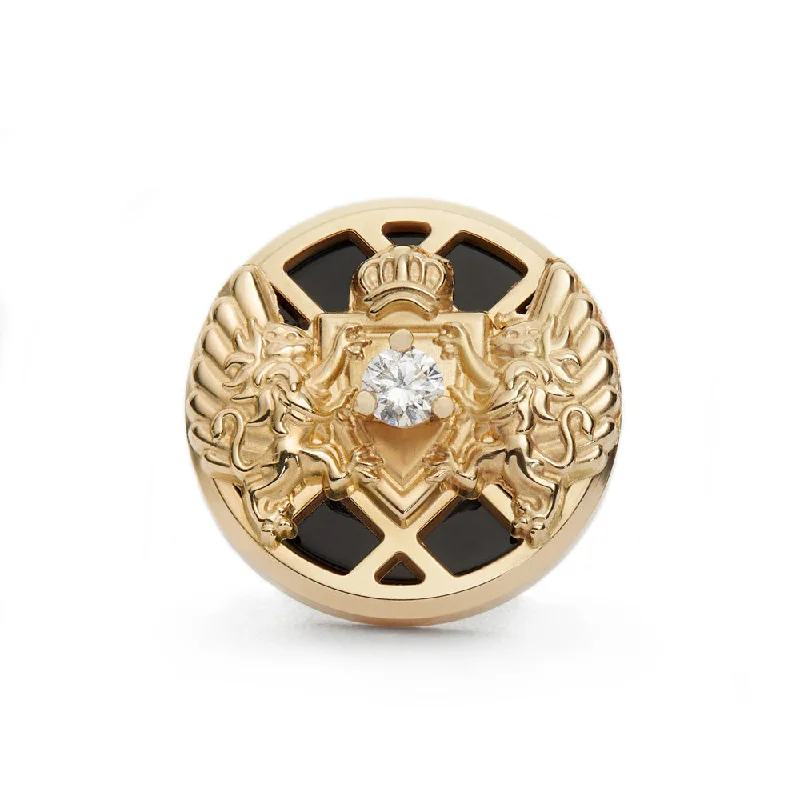 vintage art deco engagement ring Balmain 18K Yellow Gold Emblem Single Stud Earring