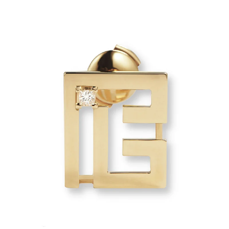 men’s black titanium ring Balmain 18K Yellow Gold Labyrinth Frieze Single Stud Earring