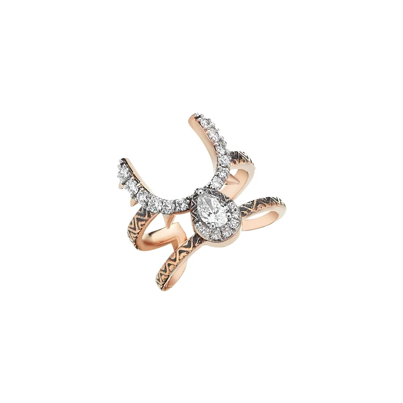 twisted rope gold chain Bea Fingertip Ring