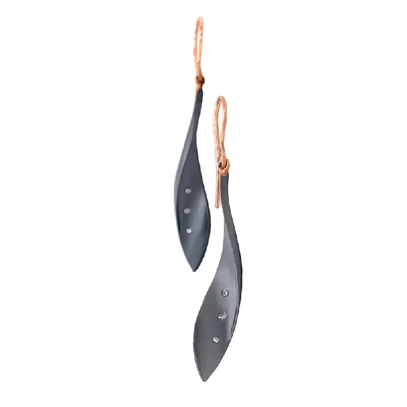 celestial moon and stars ring Blackened Silver and Rose Gold Diamond Drop Earrings - "Ribbon Pods" celestial moon and stars ring Blackened Silver and Rose Gold Diamond Drop Earrings - "Ribbon Pods"