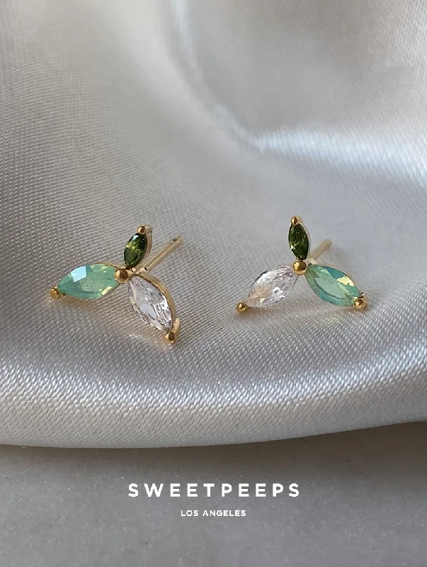 dainty gold anchor bracelet Blossom Pastel Studs (Pistachio Green)