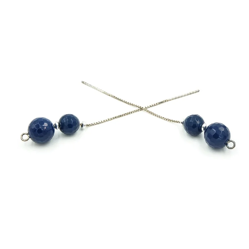 dainty gemstone drop earrings Blue Agate Ear Threads