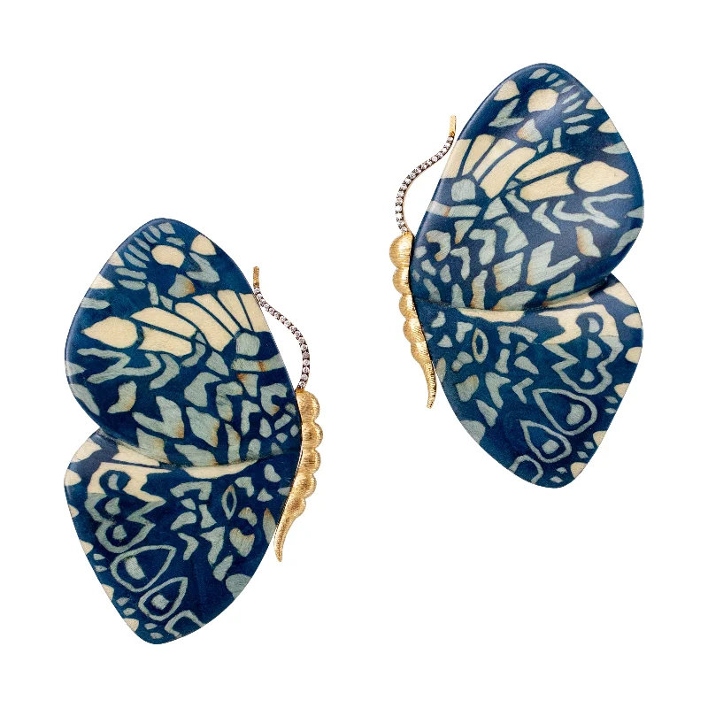 minimalist horseshoe necklace gold Blue Butterfly Earrings