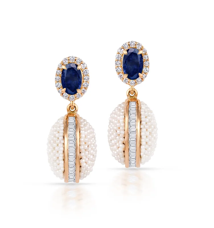 minimalist pearl pendant necklace Blue Sapphire Bombay Earrings