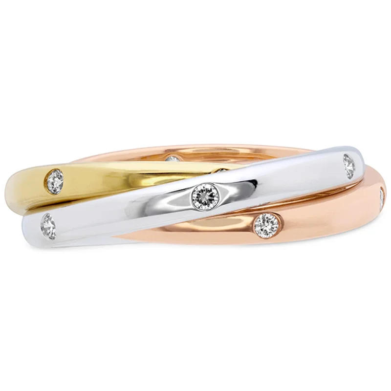 heart-shaped promise ring sterling silver Burnished 3 Row Rolling Ring .33ctw approx. 2.5mm
