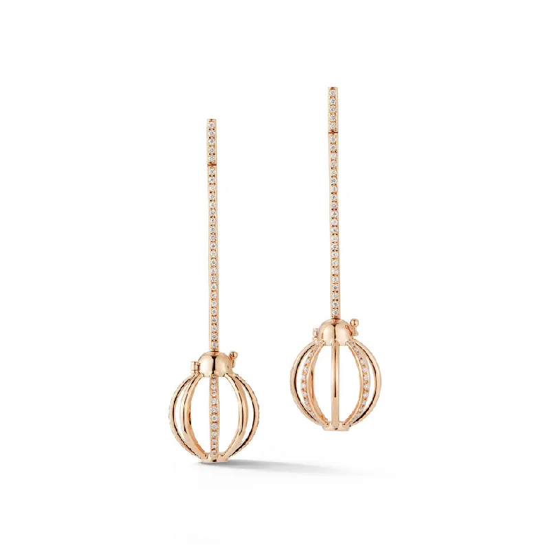 celestial sunburst ring gold Diamond Cage Bar Earrings