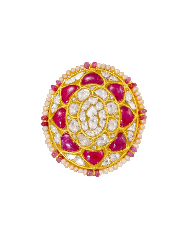 celestial moonstone ring gold Cherika Polki Ring