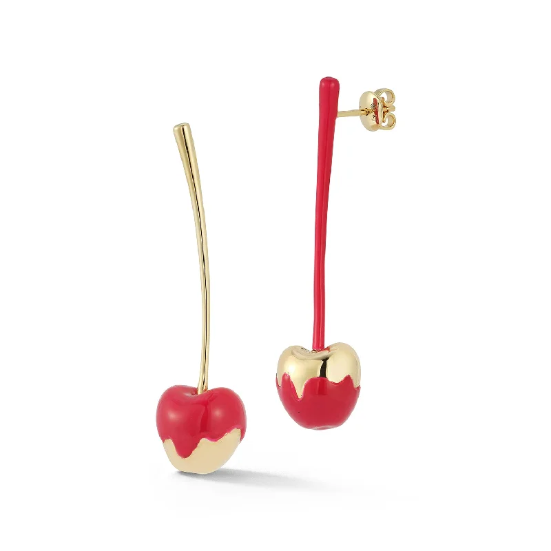 butterfly pendant necklace delicate Cherry Earrings with Pink Enamel