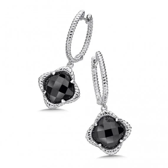 men’s engraved cuff bracelet Color SG - Hematite Dangle Hoop Earrings