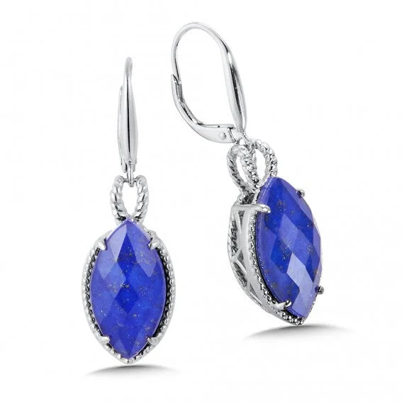 dainty gemstone drop earrings Color SG - Lapis Lazul Fusion Leverback Earrings