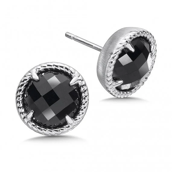 dainty ruby stacking rings Color SG - Onyx Essentials Post Earrings