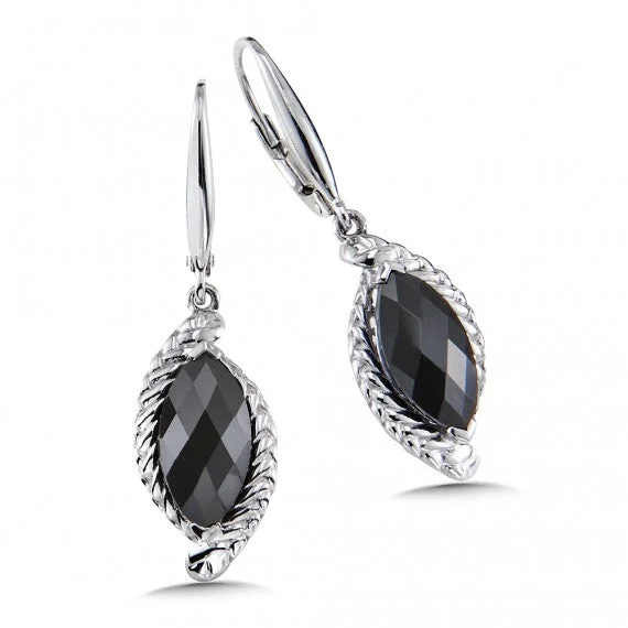 elegant pearl necklace with diamonds Color SG - Onyx Leverback Earrings