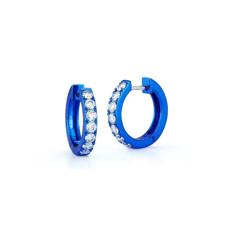 wide gold cuff bracelet Diamond Huggies with Blue Rhodium