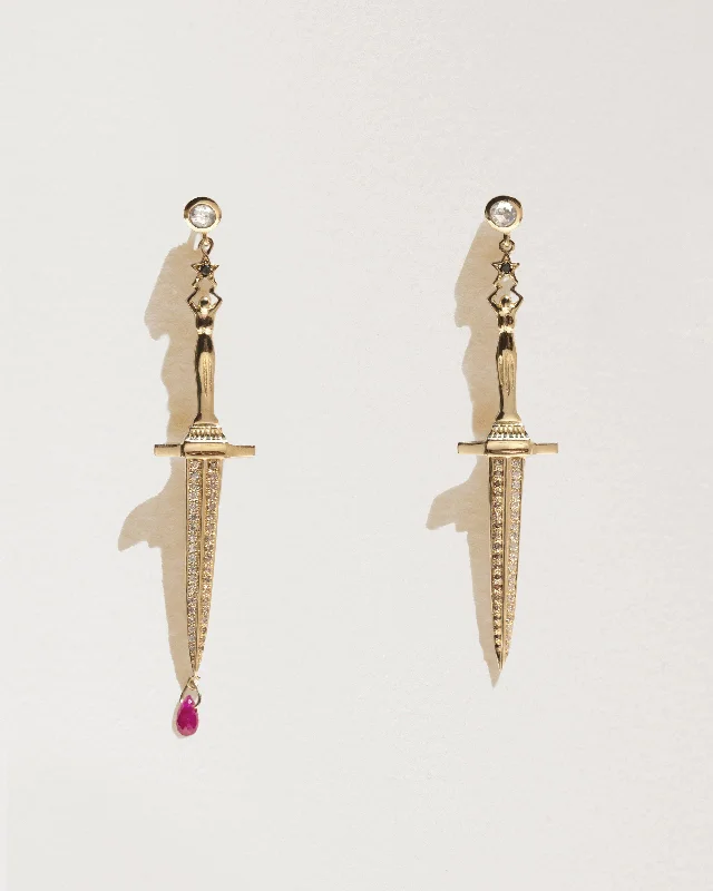 adjustable braided rope ring Dagger Earrings