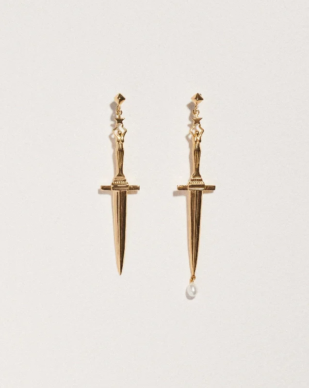 handmade copper wire ring Dagger Earrings