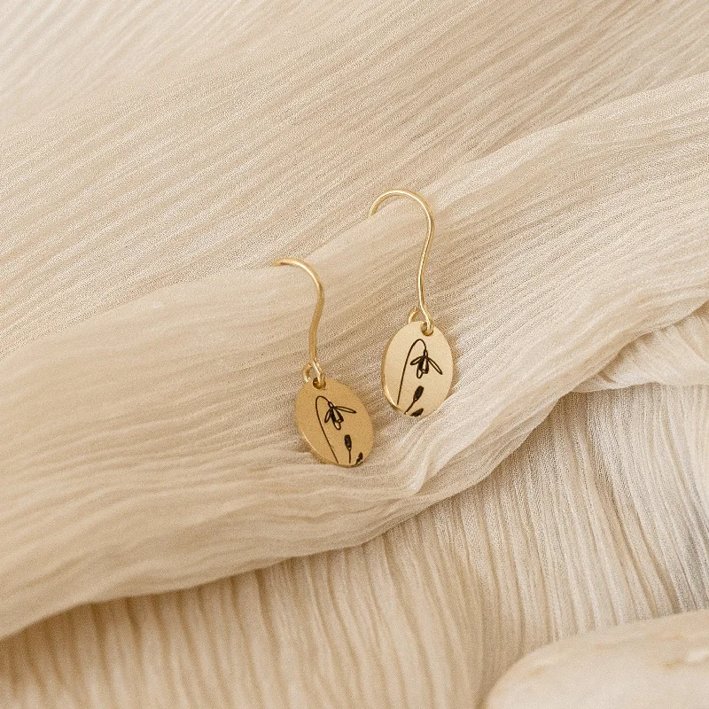 sterling silver infinity loop ring Dangling Birth Flower Earrings