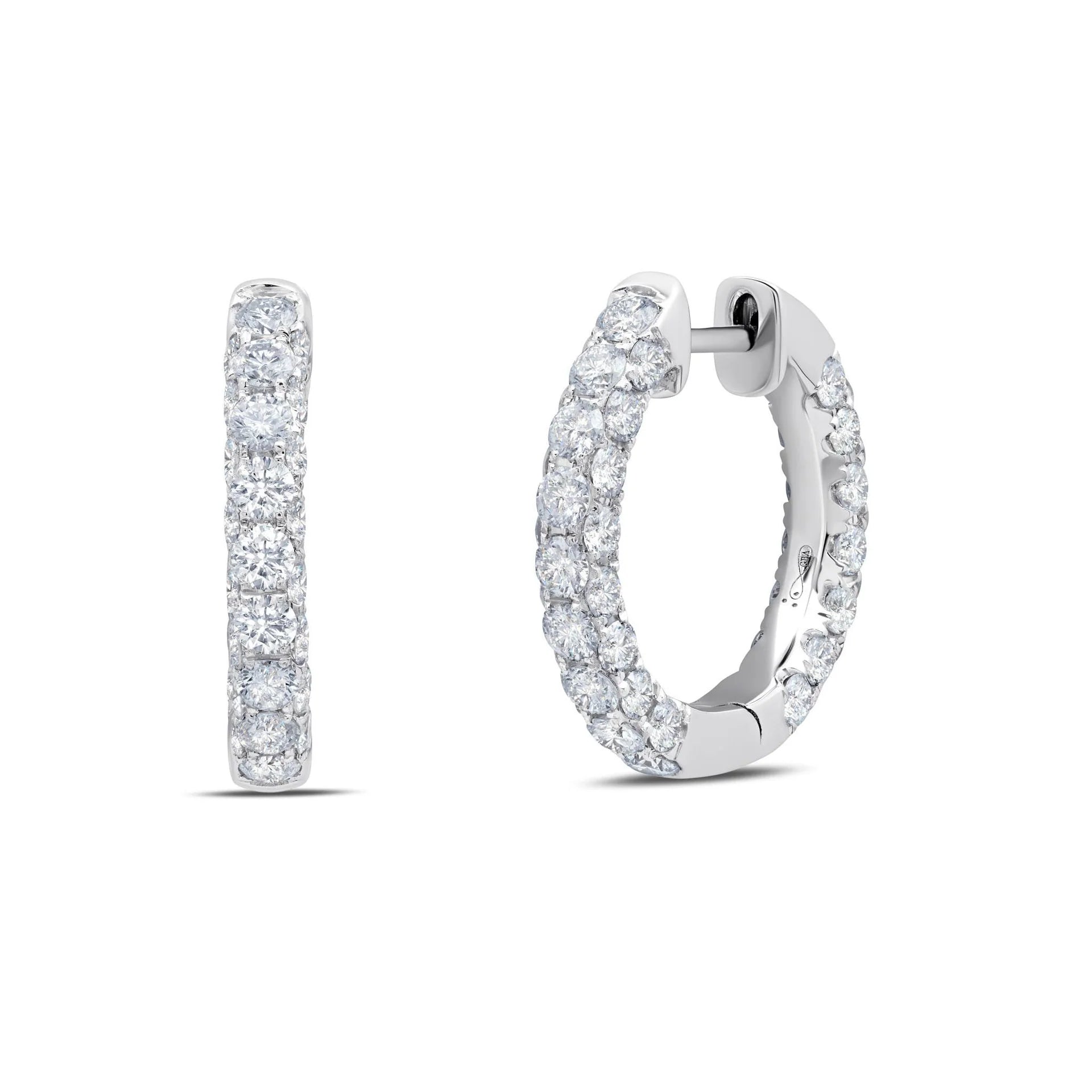 black pearl earrings classic Diamond Three Sided Hoop Earrings