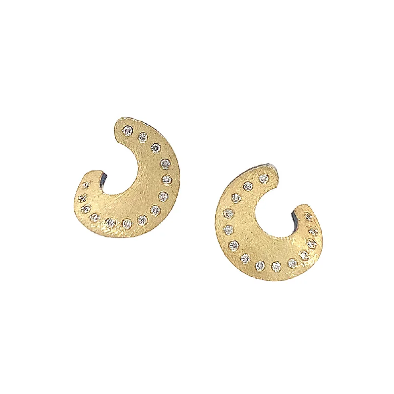 vintage citrine ring Diamond and Yellow Gold Circular Earrings - "Helios"