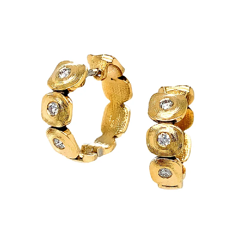 men’s tungsten carbide ring Diamond & Yellow Gold Hoop Earrings -"Dancing Squares"