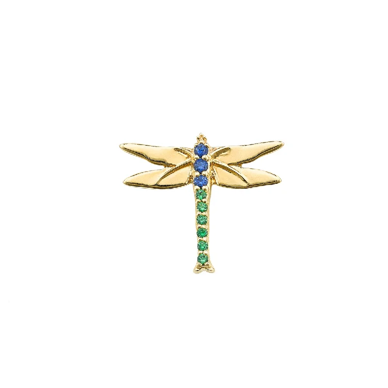 bold Cuban link bracelet men Dragonfly Stud with Tsavorites and Blue Sapphires
