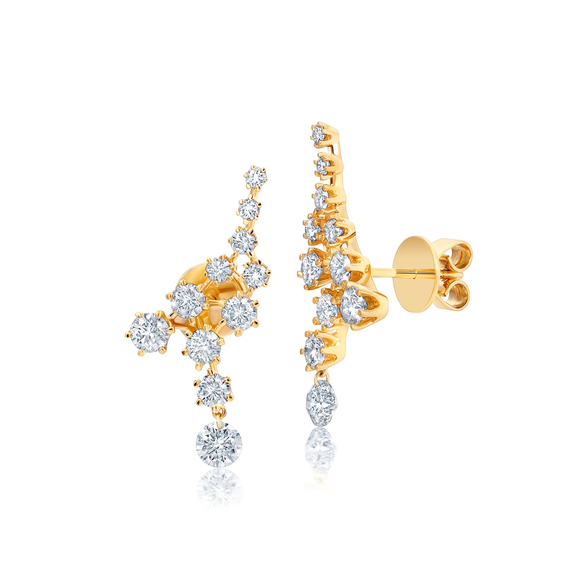 round-cut blue sapphire earrings Floating Diamond Ear Climbers