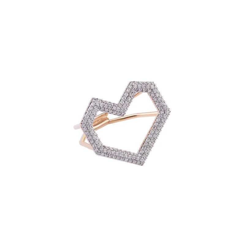 crystal-studded gold ring Geometric Love Ring