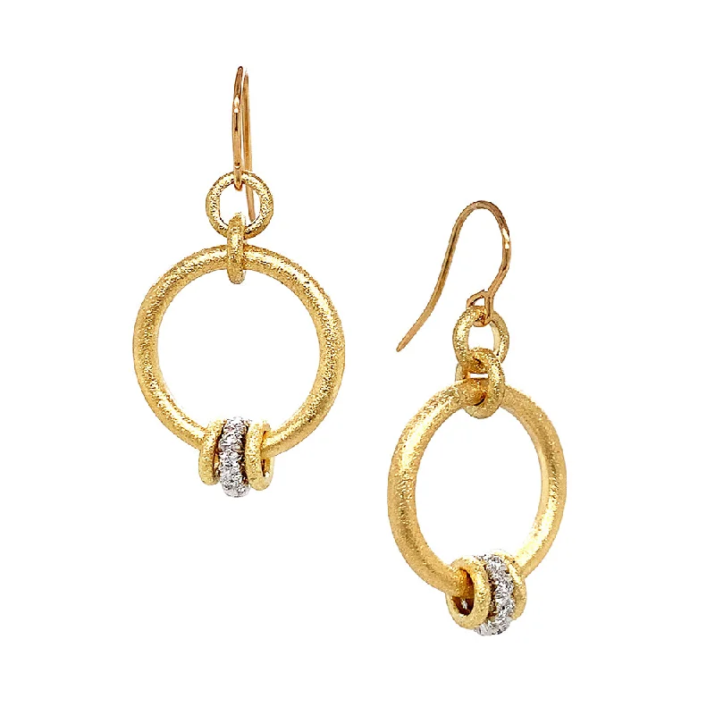 vintage rose gold engagement ring Gold and Diamond Dangle Earrings - "Embrace"