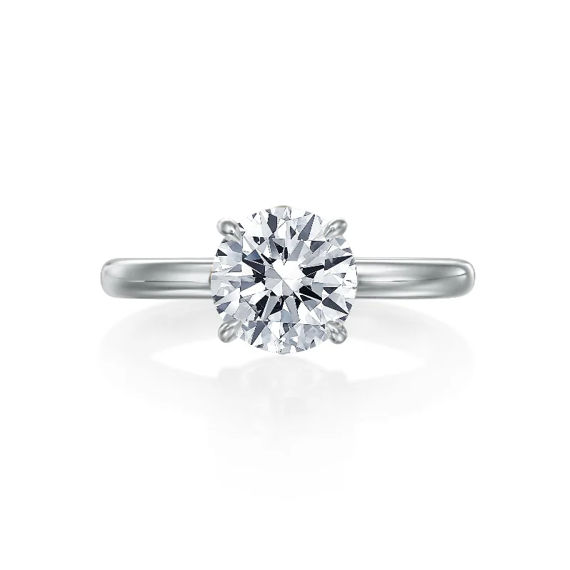 gold-plated figaro chain Gold Coast Round Solitaire Hidden Halo Wedding Ring