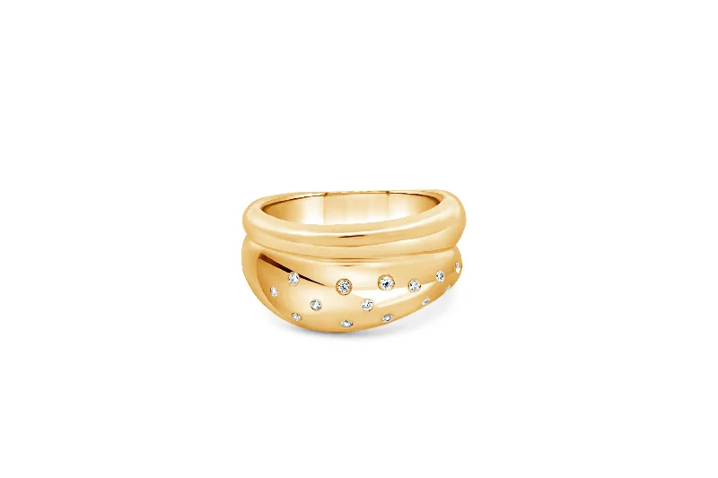black pearl earrings classic Gold Plated CZ Doom Ring