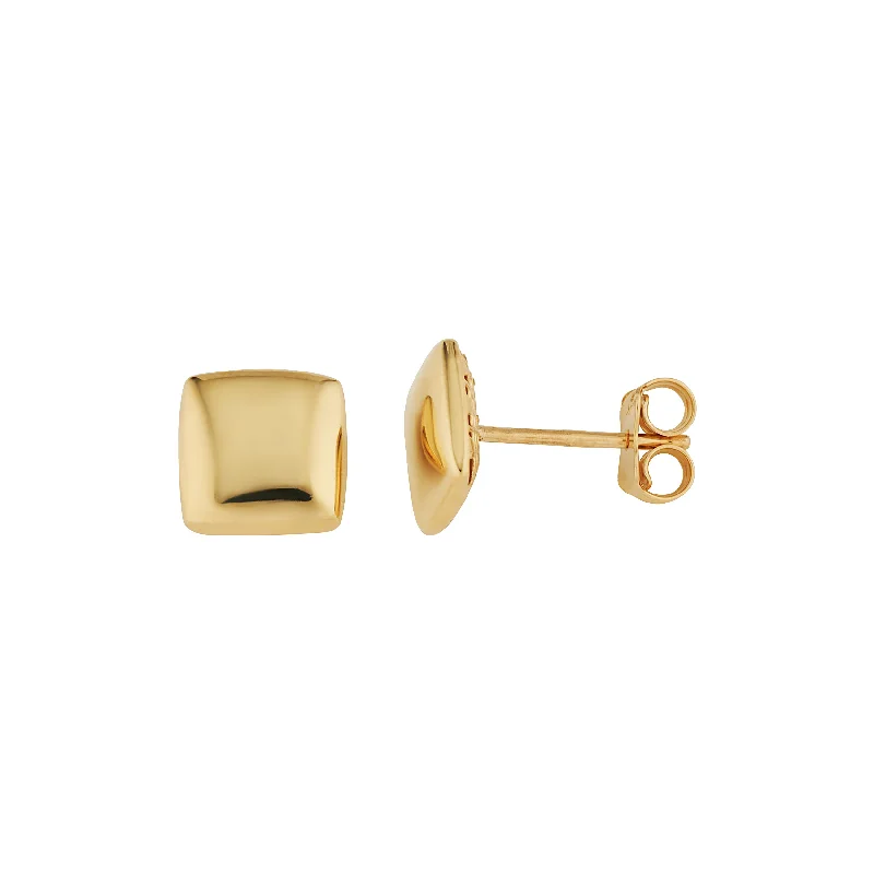 modern geometric drop earrings Gold Square Puff Studs