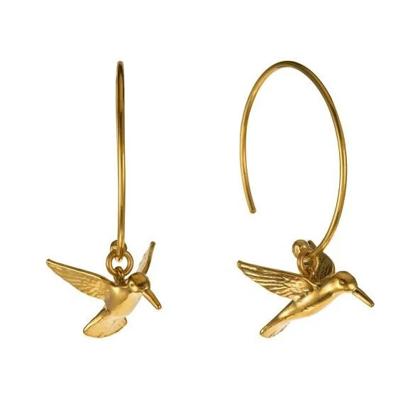 custom silver charm bracelet Gold Vermeil Hoop Earrings - "Hummingbird"