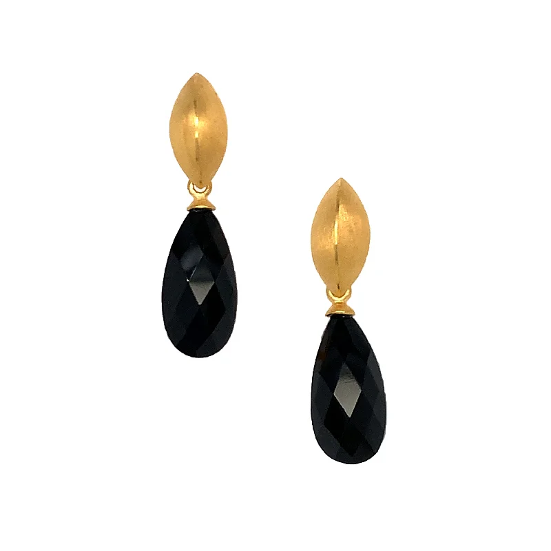 vintage diamond drop necklace Gold Vermeil Marquise Studs with Black Spinel Drops