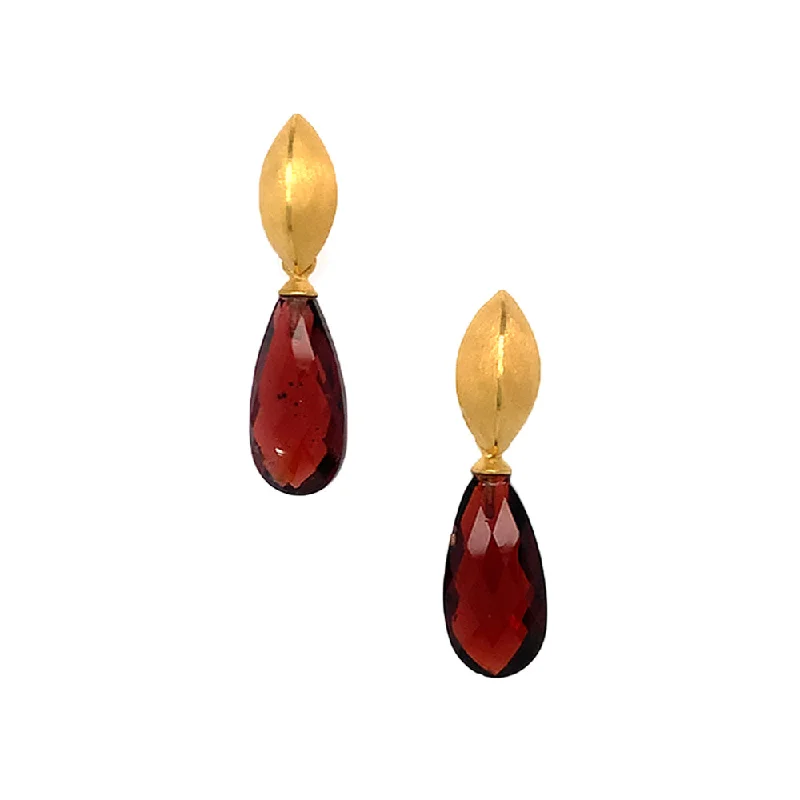 delicate pearl bracelet Gold Vermeil Marquise Studs with Garnet Drops