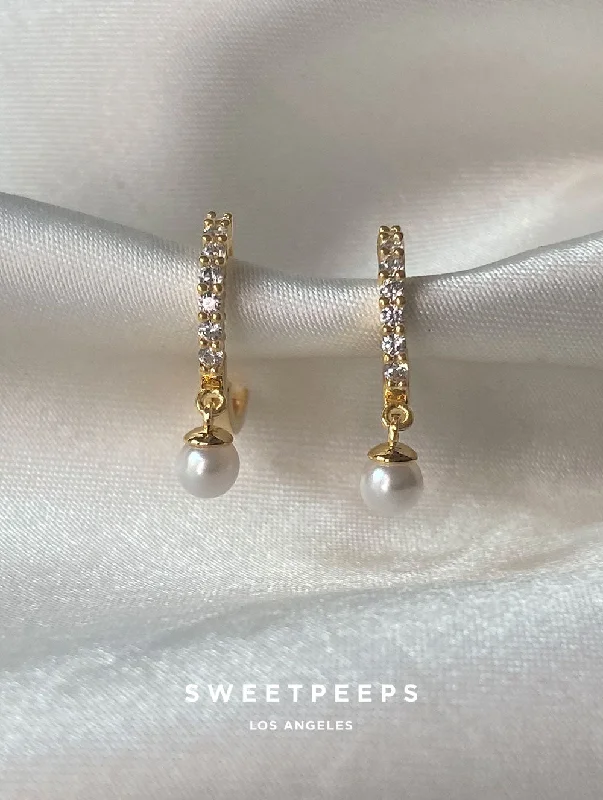 hammered copper wedding band Graceful Pearl Hoops