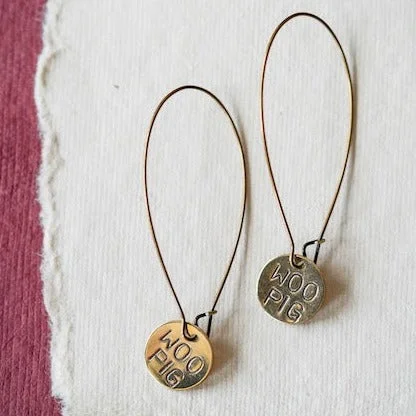 celestial moon and star necklace Hand Stamped Woo Pig Earrings