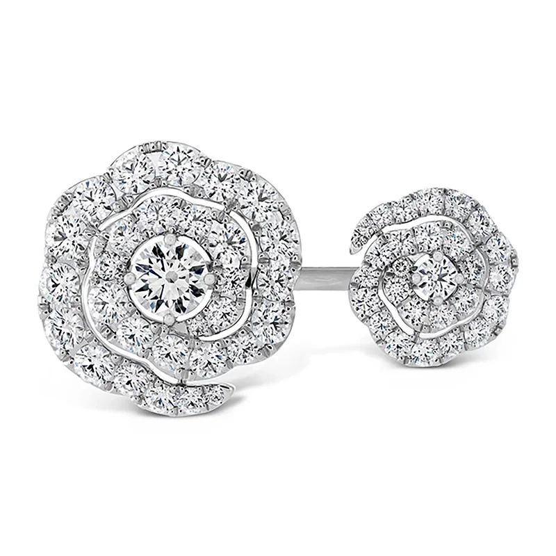 classic pearl bridal earrings Lorelei Diamond Double Floral Ring