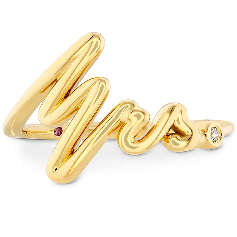 real peridot gemstone ring Love Code - Mrs Code Band 18K Yellow Gold (0.01 ctw)