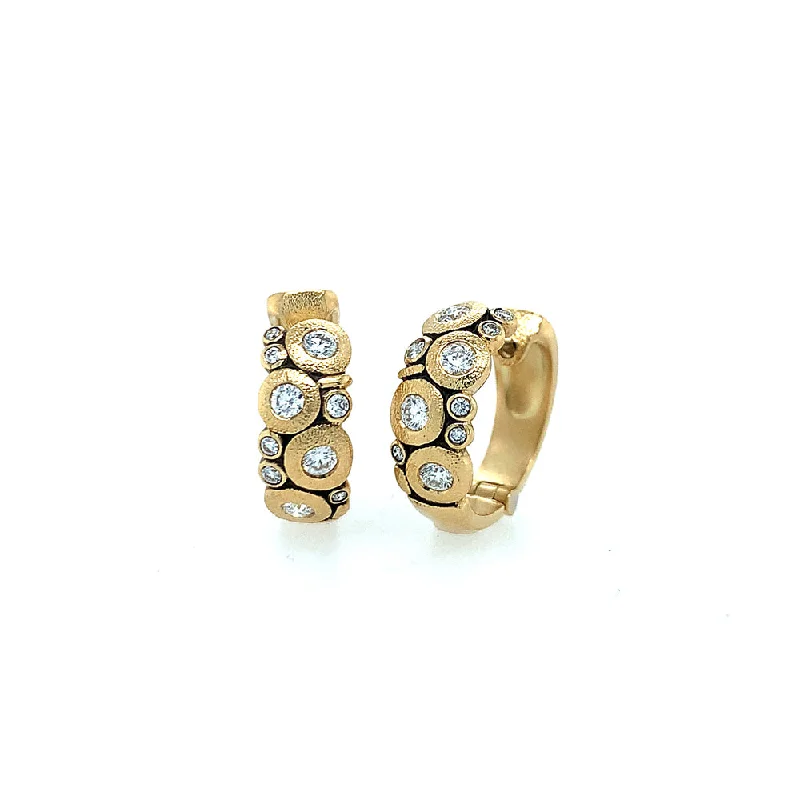 chunky statement cuff bracelet Gold & Diamond Huggie Earrings - "Candy"