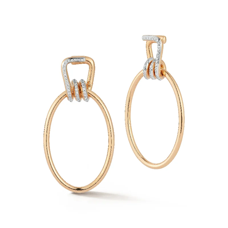 vintage-inspired moonstone necklace Huxley 18K Rose Gold and Diamond Elongated Coil Link Earring