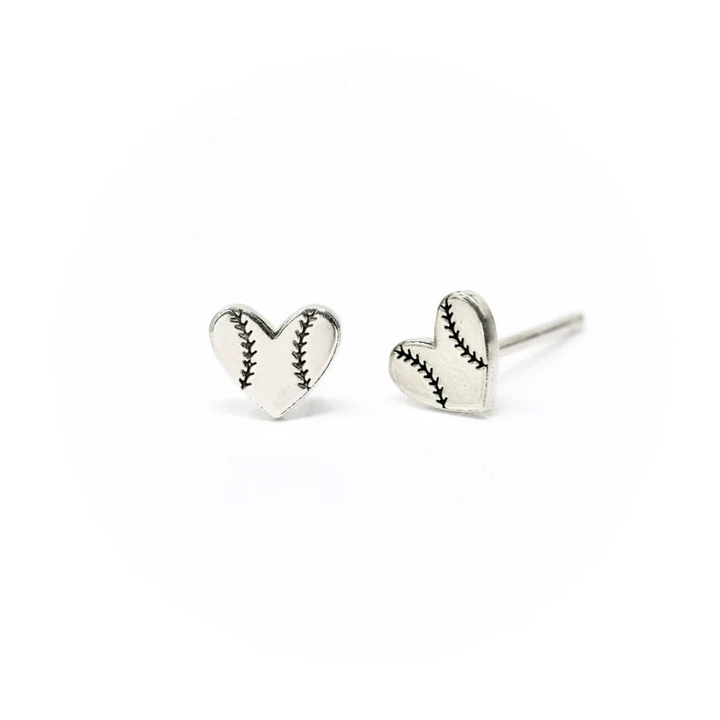 petite diamond promise ring I ❤️ Baseball Heart Stud Earrings