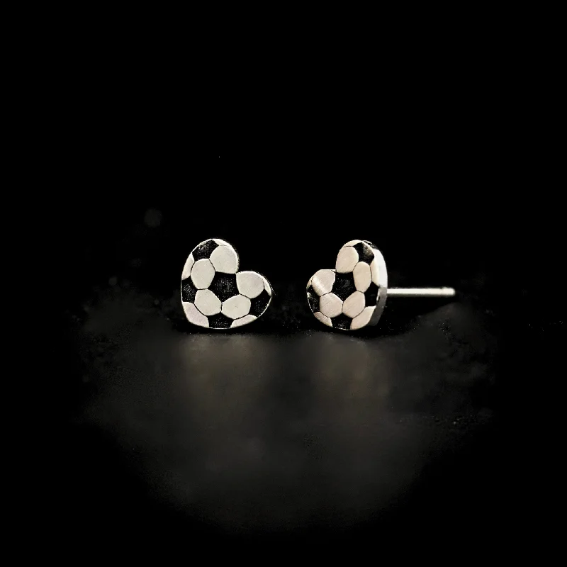 pearl and gold chain earrings I ❤️ Soccer Heart Stud Earrings