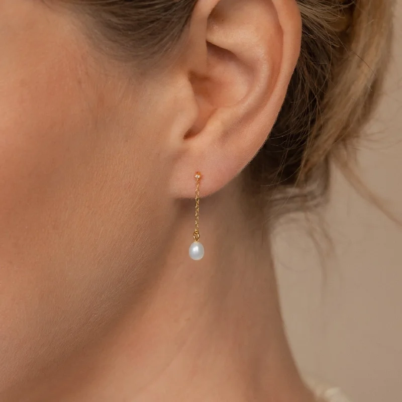 vintage-style diamond halo ring Isha Pearl Drop Earrings