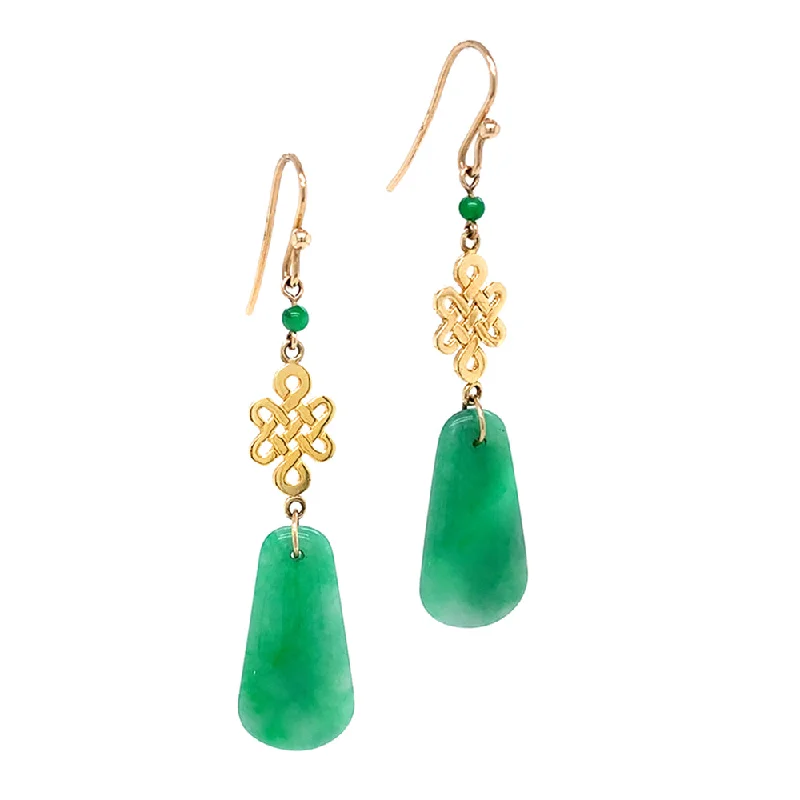 statement gold cuff earrings Jadeite & Yellow Gold Dangle Earrings - "Ilia"