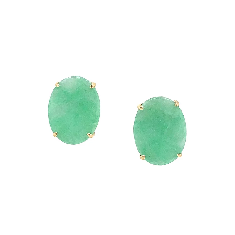 rose gold feather earrings Jadeite & Yellow Gold Studs - "Wonder"