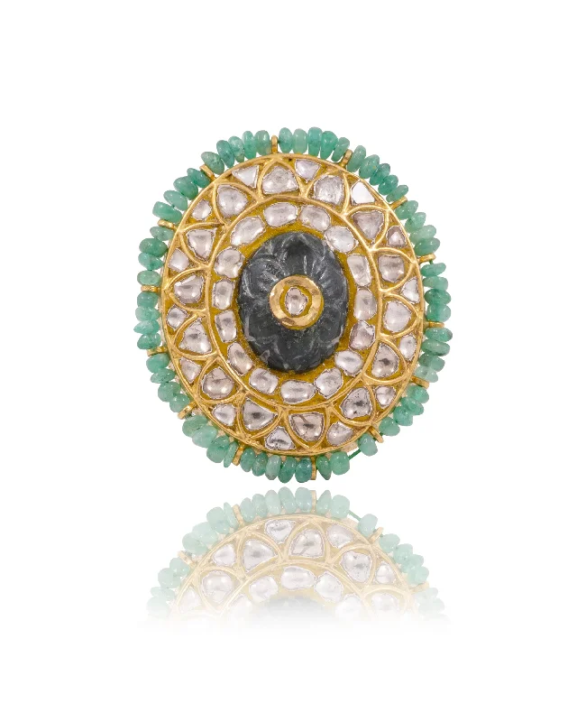natural turquoise ring handmade Jenicca Polki Ring