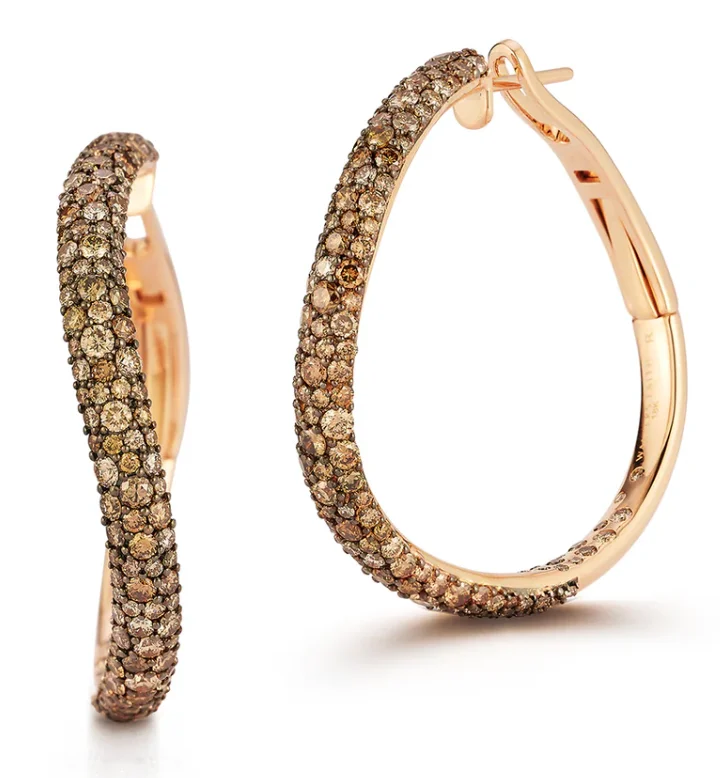 classic diamond solitaire necklace Julian Curved Hoop Earrings - Champagne Diamond