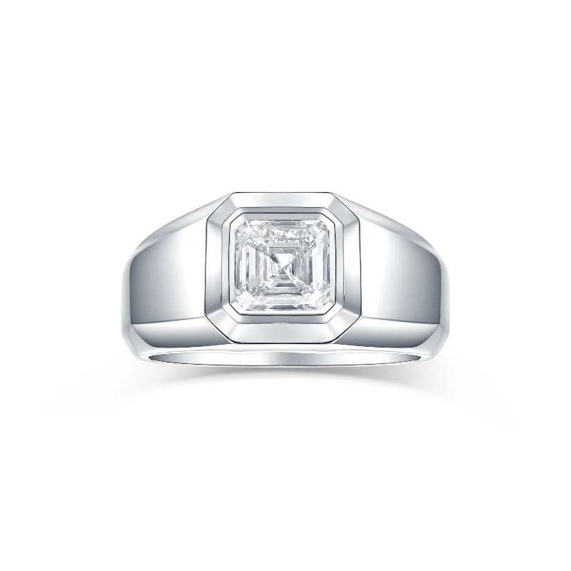 art deco diamond bracelet Lab Grown Diamond Asscher Solitaire Men's Band