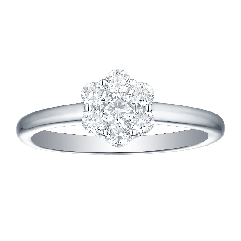 simple crystal earrings Smiling Rocks Lab Grown Diamond Cluster Flower Ring (0.75 ctw) - SRR-00080WHT