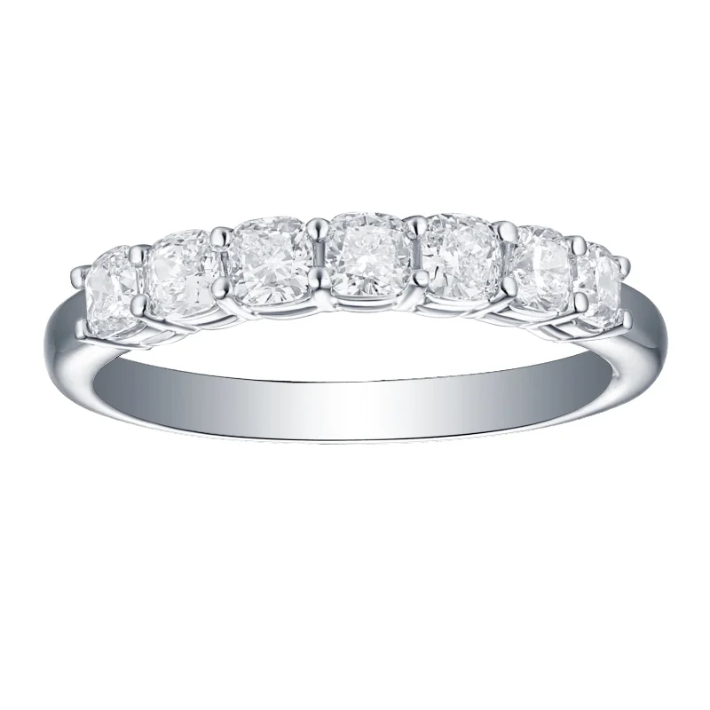 handcrafted gemstone toe ring Smiling Rocks Lab Grown Diamond Cushion Half Eternity Band (2 ctw) - SRR-01789WHT